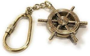 Llavero de latón vintage con forma de timón de barco, hecho a mano, náutico, de 3 pulgadas, con acabado antiguo, regalo para marineros y amantes de la navegación. - Product Image 3