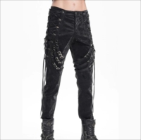Pantalon cargo en jean ajusté style gothique, sexy, pour boîte de nuit, avec découpes, design fétichiste, punk rock, audacieux, respirant, décontracté