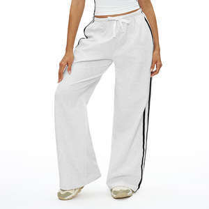 Bloc de couleur taille haute Joggers coupe ample jambe droite Fitness pantalons de survêtement avec poches confort extérieur pantalons de Yoga - Product Image 2