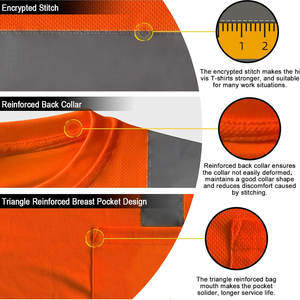 Camisetas ligeras de secado rápido Hi Vis para uso en exteriores, camisetas Hi Vis de etiqueta privada, camisetas Hi Vis - Product Image 3