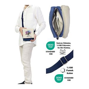 Borsa a tracolla in tela intrecciata con stampa a tracolla borsa idrorepellente 5 scomparti 18x18cm ortensia