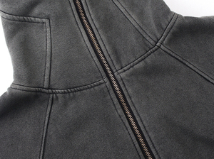 Sweat-shirts pour hommes très vendus, en coton lourd, avec cagoule ninja, fermeture éclair, lavage à l'acide, sweat-shirts à capuche intégrale pour hommes - Product Image 4