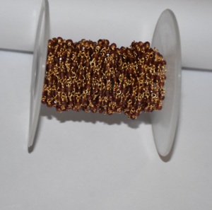 Vente en gros de chaîne de chapelet de perles de pierres précieuses de grenat naturel plaqué or, chaîne de chapelet de perles de rondelle, chaîne de perles pour la fabrication de bijoux - Product Image 3