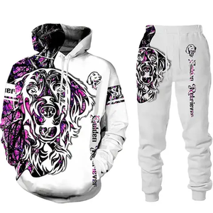 Venta al por mayor en blanco de gran tamaño Sweatsuit algodón holgado Zip up Sudadera con capucha y pantalones de chándal conjuntos de neopreno chándal para los hombres - Product Image 1