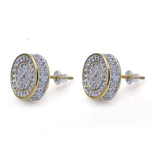 Pendiente de moissanita para mujer, 10,5mm, 9mm, redondo, Diamante grande, racimo de flores, chapado en oro blanco de 14 quilates, pendientes de plata de ley 925 - Product Image 2