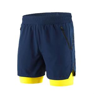 Shorts de sport à double couche à prix bas, best-sellers, vente en gros, étiquettes personnalisées, poches latérales à fermeture éclair, pantalons courts pour hommes - Product Image 1