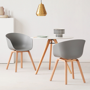 Scandinavian-Style Backrest Dining Chair-BFG044-<b>Plastic</b> and Wood Seat - Product Image 6