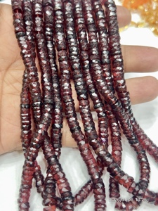 Cuentas facetadas de granate rojo natural AAA en forma de neumático Heishi, hebra de 14 pulgadas, aproximadamente 6-7 mm - Product Image 3