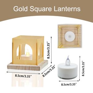 Mini linternas cuadradas doradas con <span class=keywords><strong>velas</strong></span> LED sin llama, linterna decorativa <span class=keywords><strong>para</strong></span> Halloween, Navidad, decoración <span class=keywords><strong>de</strong></span> mesa <span class=keywords><strong>para</strong></span> fiesta <span class=keywords><strong>de</strong></span> boda - Product Image 2