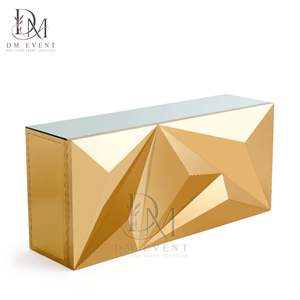 Barra de Bar Desmontable Personalizada de Acero Inoxidable Dorado con Panel Angular en Forma de Estrella y Cubierta de Vidrio Templado Espejado - Product Image 1