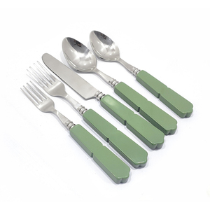 Mejor venta al por mayor de alta calidad de acero inoxidable chapado en oro boda restaurante juegos de cubiertos mango de resina negra juego de cubiertos - Product Image 3