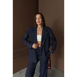 Navy Striped <b>Jacket</b> And Trousers Suit - Navy - Product Image 4