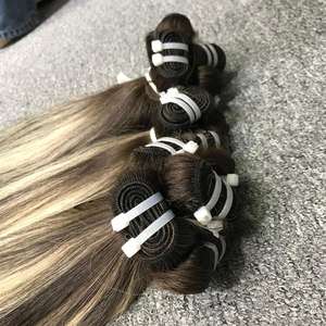Venta al por mayor 100% Super doble dibujado Virgen Remy Extensiones de cabello humano Piano Color de alta calidad para Genius Weft - Product Image 3