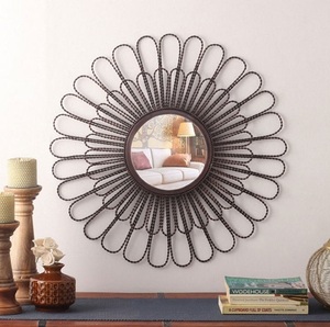 Espejos de pared de metal hechos a medida Uso de diseñador para el hogar y el hotel Espejos de pared con acabado negro decorativo - Product Image 1
