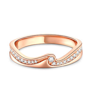 Bague Jeulia en argent sterling plaqué or - Design géométrique romantique vague de mer - Product Image 1