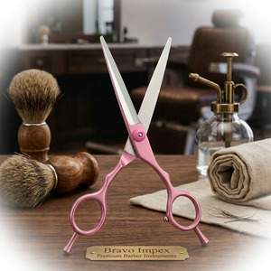 Ciseaux de barbier professionnels en acier inoxydable, lame courbée, pour droitiers, pour une coupe de cheveux de qualité salon et un glissement fluide - Product Image 1