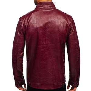 Manteau en cuir de moto en détresse de haute qualité, veste en cuir de vachette véritable pour hommes - Product Image 2