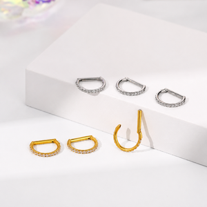 Anello a Segmento con Cerniera a D in Titanio ASTM F136 Placcato Oro con Zirconi Cubici, 16G, per Piercing al Naso, Setto, Cartilagine, Elica - Gioielli all'Ingrosso - Product Image 5