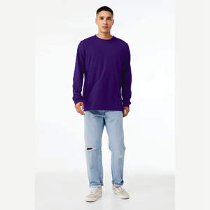 T-shirt à manches longues unisexe à col ras du cou classique Team Purple: 100% Airlume coton peigné et filé à l'anneau, 32 singles, 4.2 oz - Product Image 4