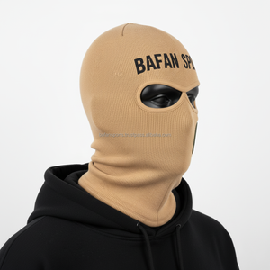 Balaclava pour femmes en tricot côtelé premium, tissu extensible doux GSM, couleur beige, panneau unique avec broderie de logo personnalisée, balaclava pour femmes - Product Image 3