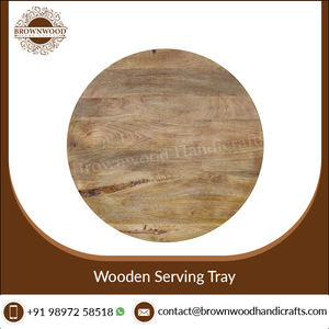 <b>Large</b> Round <b>Wooden</b> Tray Handmade Custom Solid Mango Wood with Handles Serving Tray Wholesale Price Perfect for Kitchen - Product Image 6