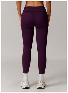 Logotipo personalizado de cintura alta ecológico reciclado de punto gimnasio entrenamiento Leggings transpirable Push-up Yoga pantalones para mujeres estilo casual - Product Image 6