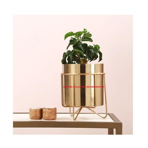 Mini maceta interior de suelo de Metal de nuevo diseño con soporte negro en maceta de decoración del hogar de gran oferta - Product Image 3