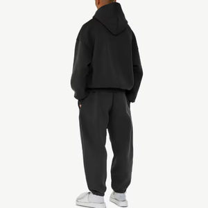Sudadera con capucha de chándal de peso pesado negro, ropa deportiva de diseño sólido con sudaderas de manga larga, los mejores chándales de calle - Product Image 2