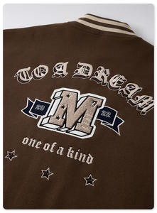 Veste universitaire pour homme sur mesure en gros avec col montant, qualité supérieure, manches en cuir, lettreman personnalisé OEM - Product Image 5