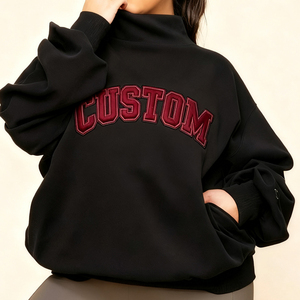 เสื้อสเวตเตอร์คอปกสูงผ้าฟลีซสำหรับผู้หญิงมีโลโก้ด้านหน้าปรับแต่งสีและขนาดได้สำหรับฤดูหนาว - Product Image 3