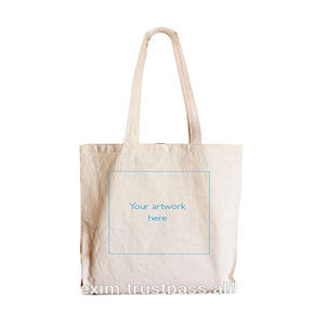 Bolsa de compras de algodón liso reciclable orgánico de 12oz personalizada de alta calidad, bolsa de lona con logotipo impreso personalizado - Product Image 1