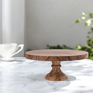 Handcrafted Wooden <b>Cake</b> <b>Stand</b> with Pedestal Natural Finish Durable Serving Display for Desserts Pastry Elegant Kitchen Table Dec - Product Image 1