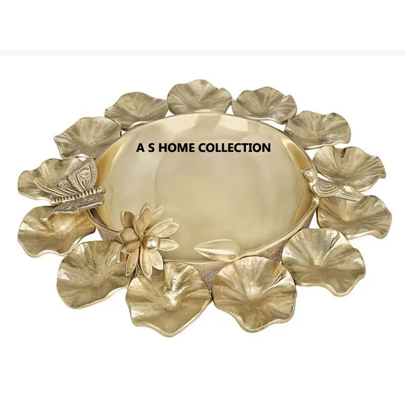 結婚式の食器のためのモダンなゴールド装飾アンティーク蓮の花のデザインフルーツボウル