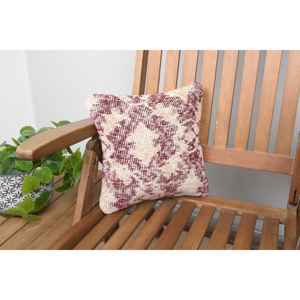หมอนขนสัตว์ลายวินเทจสีเบจ Ikat โมเสก Paisley paneled grape 12X12นิ้วทอเทคนิคสไตล์ย้อนยุค - Product Image 1