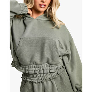 Venta al por mayor sudaderas con capucha de las mujeres logotipo personalizado de color sólido transpirable de moda pulóver sudaderas con capucha - Product Image 1