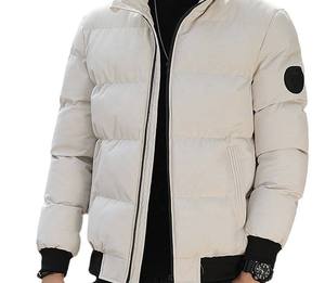 Tissu denim fin et écologique à séchage rapide avec logo personnalisé pour hommes veste matelassée d'hiver décontractée en coton de grande taille avec col montant - Product Image 1