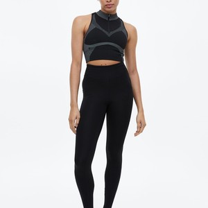 Pantalones de chándal ajustados negros para mujer, para entrenamiento, correr, con cordón en la cintura, pantalones de chándal de gran tamaño lisos en blanco - Product Image 1