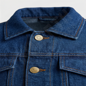 Veste en jean vintage à logo personnalisé en sergé, style Detroit Workwear, bleu, zippée, courte, pour homme - Product Image 4