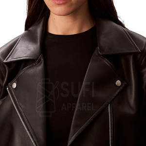 Nouvelle conception SUFI APPAREL Vestes en cuir véritable pour femmes Haute qualité Écologiques Coupe-vent Motif uni Hiver Texture lisse - Product Image 4