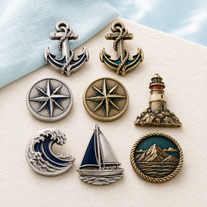 Badges et épingles nautiques personnalisés en métal, laiton antique, argent, émail 3D en relief, vente en gros - Product Image 3