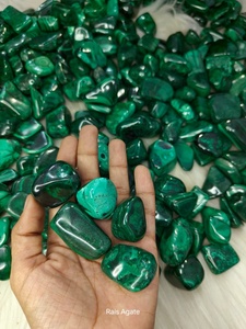 Pierre de malachite naturelle roulée, pierre précieuse de haute qualité, cristal vert, utilisée pour la guérison, la méditation, marque Rais Agate - Product Image 2