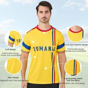 Maillots de football unisexe 100% polyester de haute qualité, sublimation personnalisée, logo personnalisé, col en V, uniforme de football d'entraînement confortable - Product Image 3