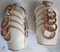 Sac de plage en paille naturelle fait main, style vintage, à deux poignées, fermeture éclair, écologique, toutes saisons