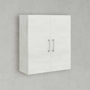 Mobile Bagno Sospeso Koricini Ravenna 63cm 2 Ante Rovere Bianco con Maniglie Cromate - Product Image 1