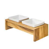 Mangeoire pour chien Artisan Double Bowl, accessoires pour animaux de compagnie fabriqués à partir de matériaux naturels et décoration élégante de la maison, vente en gros.