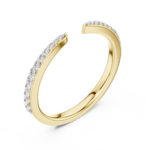 Round Brilliant Cut Lab Grown Diamond <b>Ring</b> DEF VVS 14K 18K Yellow Gold Open Cuff Wedding Band Jewelry OEM Wholesale Manufacturer - Product Image 3