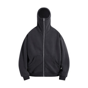 Sweat-shirts à capuche zippés intégraux personnalisés coupe ample, broderie 3D, 400 g/m² épais, logo personnalisé pour hommes - Product Image 4