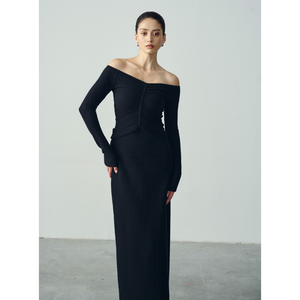 Tops de punto Donna antiretráctiles, Tops cortos con hombros descubiertos para mujer, ropa de mujer de tela de alta calidad, conjunto de 2 piezas, etiquetado privado - Product Image 1