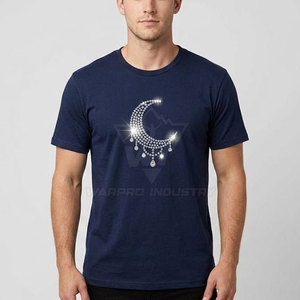 เสื้อยืดผู้ชายประดับพลอยเทียมพรีเมี่ยมผ้าคอตตอนเนื้อนุ่มผสมสวมใส่สบายเหมาะสำหรับงานปาร์ตี้และชุดลำลอง - Product Image 3