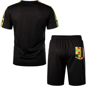 Ensemble décontracté d'été à manches courtes pour hommes, t-shirt et short pour l'entraînement et le streetwear, costume 2 pièces de couleur unie - Product Image 5